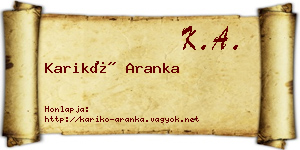 Karikó Aranka névjegykártya