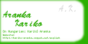 aranka kariko business card